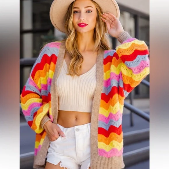 Multicolored Stripe Knit Cardigan - Picture 7 of 7